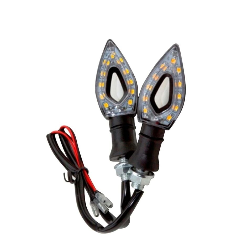 Üçgen Delikli Ledli Sinyal 2 Adet Siyah (Sarı Yanan)