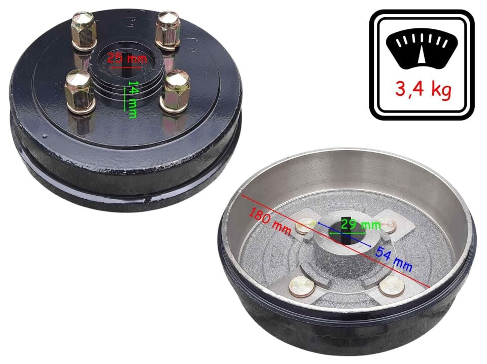 E-Bis 3 Tekerli Arka Göbek 180 Mm Bijonlu 25-29 (3,4 Kg)