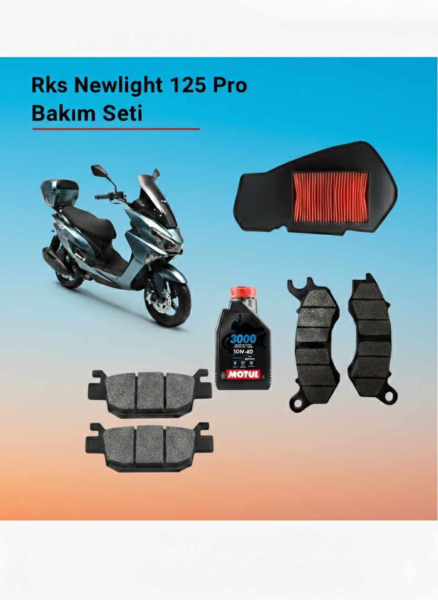 Rks Newlight 125 Pro Bakım Seti Ön-Arka Balata Filtre Ve Motul Motor Yağı 4Lü Set