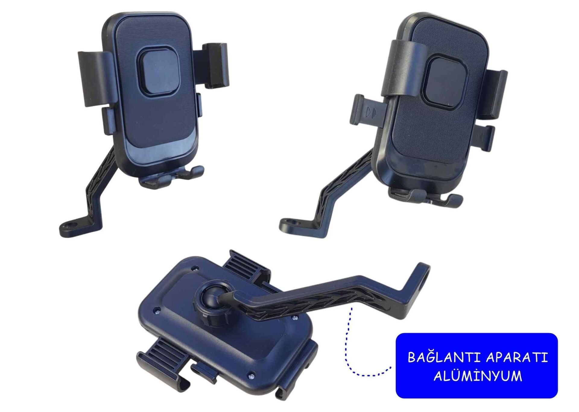 Telefon Tutucu Ayna Bağlantılı (Alüminyum Bağlantı)