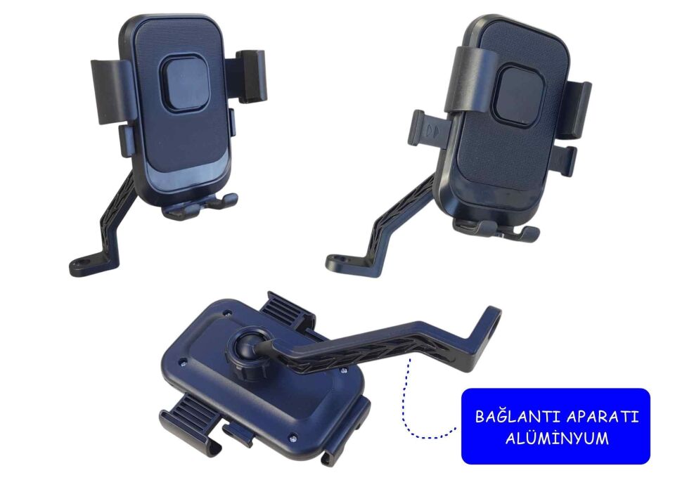 Telefon Tutucu Ayna Bağlantılı (Alüminyum Bağlantı)