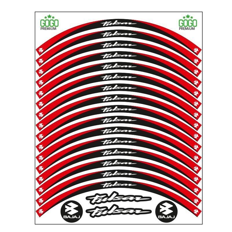 Bajaj Kırmızı Siyah Pulsar Uyumlu Reflektörlü 1 Set Jant Şeridi