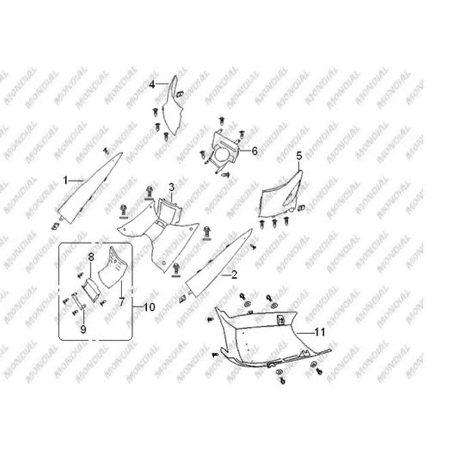 Mondial 125Znu Sele Altı Ön Küçük Kapak Desteği Orj