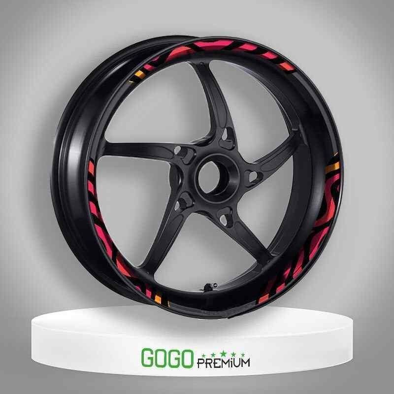 Honda Pcx 2014 - 2025 Uyumlu Sarı Pembe Zebra Desen Büyük 1 Set Jant Şeridi