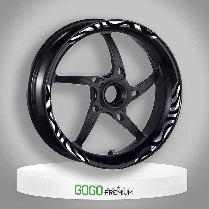 Honda Pcx 2014 - 2025 Uyumlu Beyaz Zebra Desen Büyük 1 Set Jant Şeridi