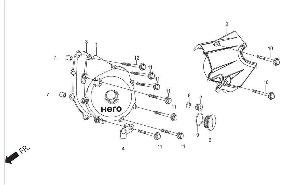 Hero Glamour (Hr125-Gl) Motor Govde Sol Kapak Orj ResimNo:1