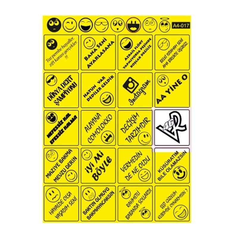 A4 Sticker 017 Tek Paket Çoklu