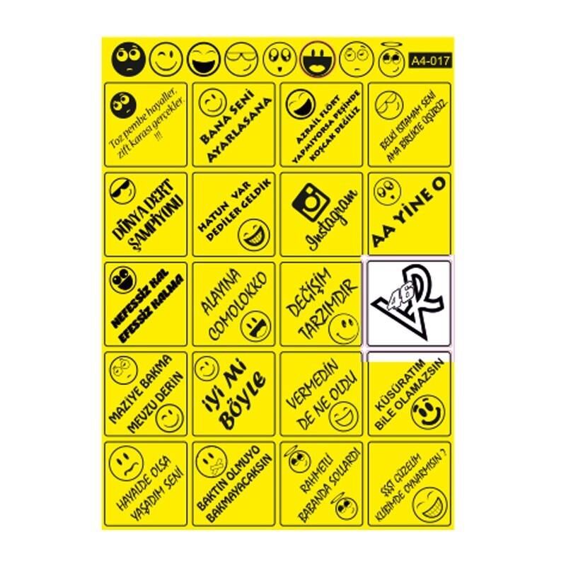 A4 Sticker 017 Tek Paket Çoklu