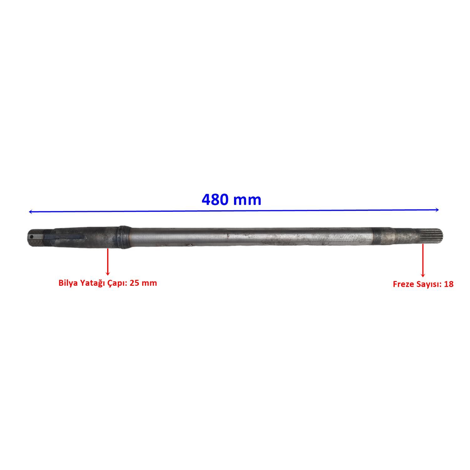 E-Yük Arabası Volta Arka Aks 480 Mm Bilya Yatağı 25 Mm 18 Freze Öm