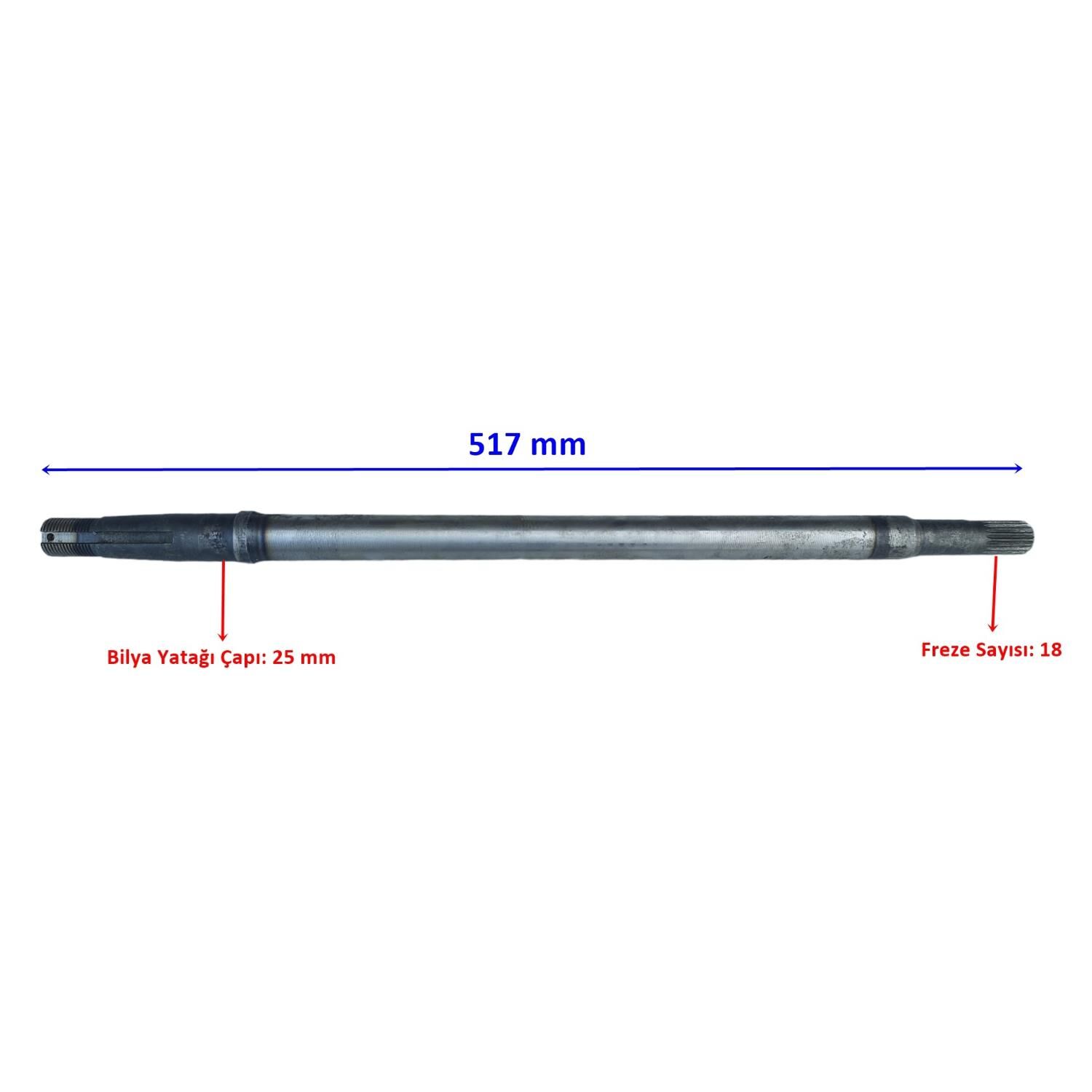E-Yük Arabası Ar 10000 Moped Arka Aks 517 Mm 18 Freze Öm