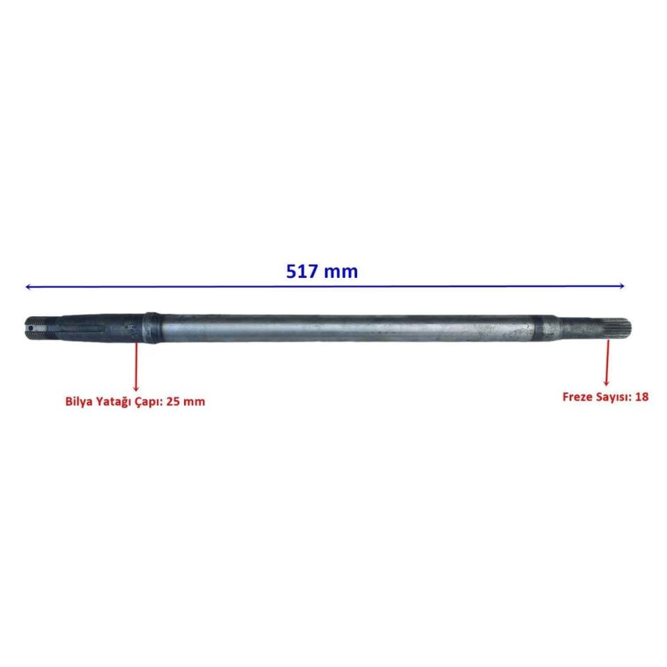 E-Yük Arabası Ar 10000 Moped Arka Aks 517 Mm 18 Freze Öm