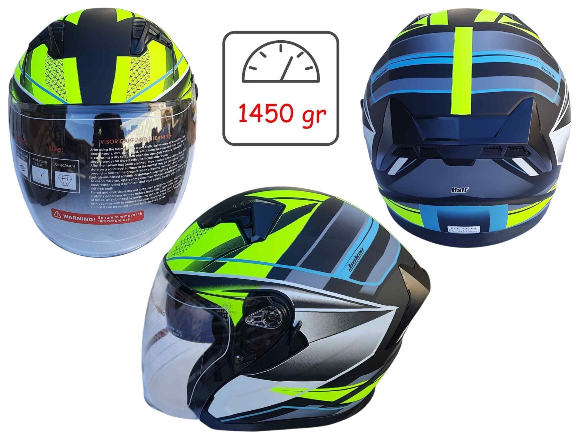 Kask Çenesiz Vizörlü Jk Mat A2 Sarı (M Beden)