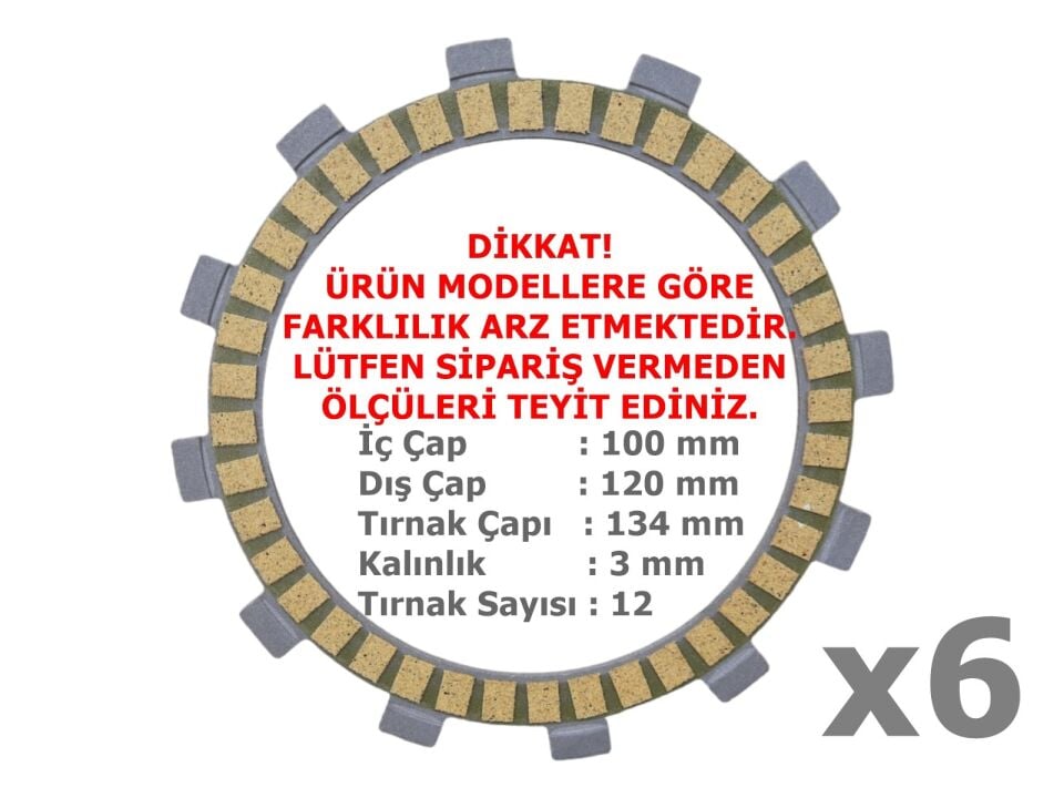 Cf Moto Sr250 Debriyaj Balatası 6 Lı Hn 12T 100-120-134 Mm
