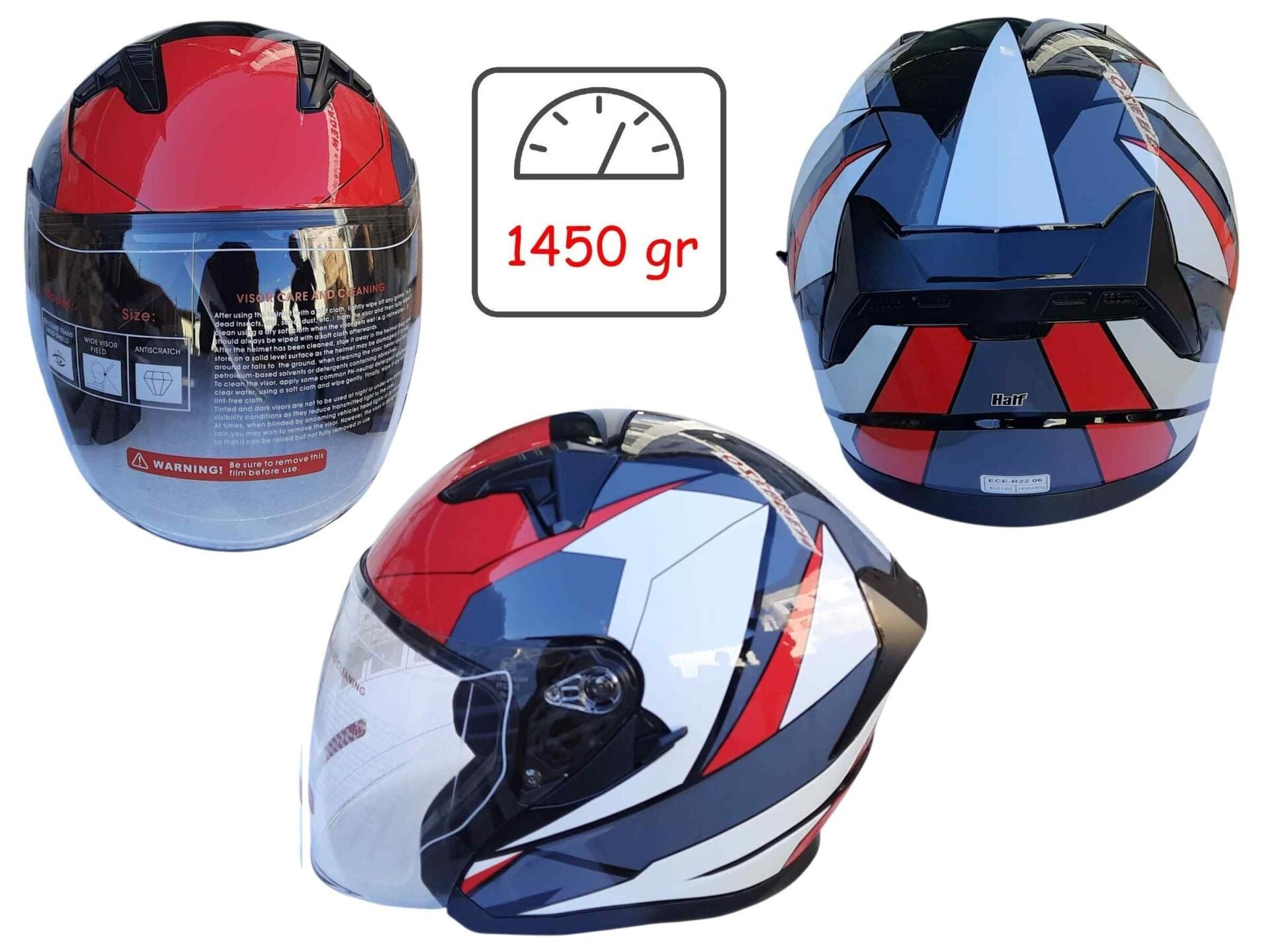 Kask Çenesiz Vizörlü Jk Parlak A5 Kırmızı (Xl Beden)