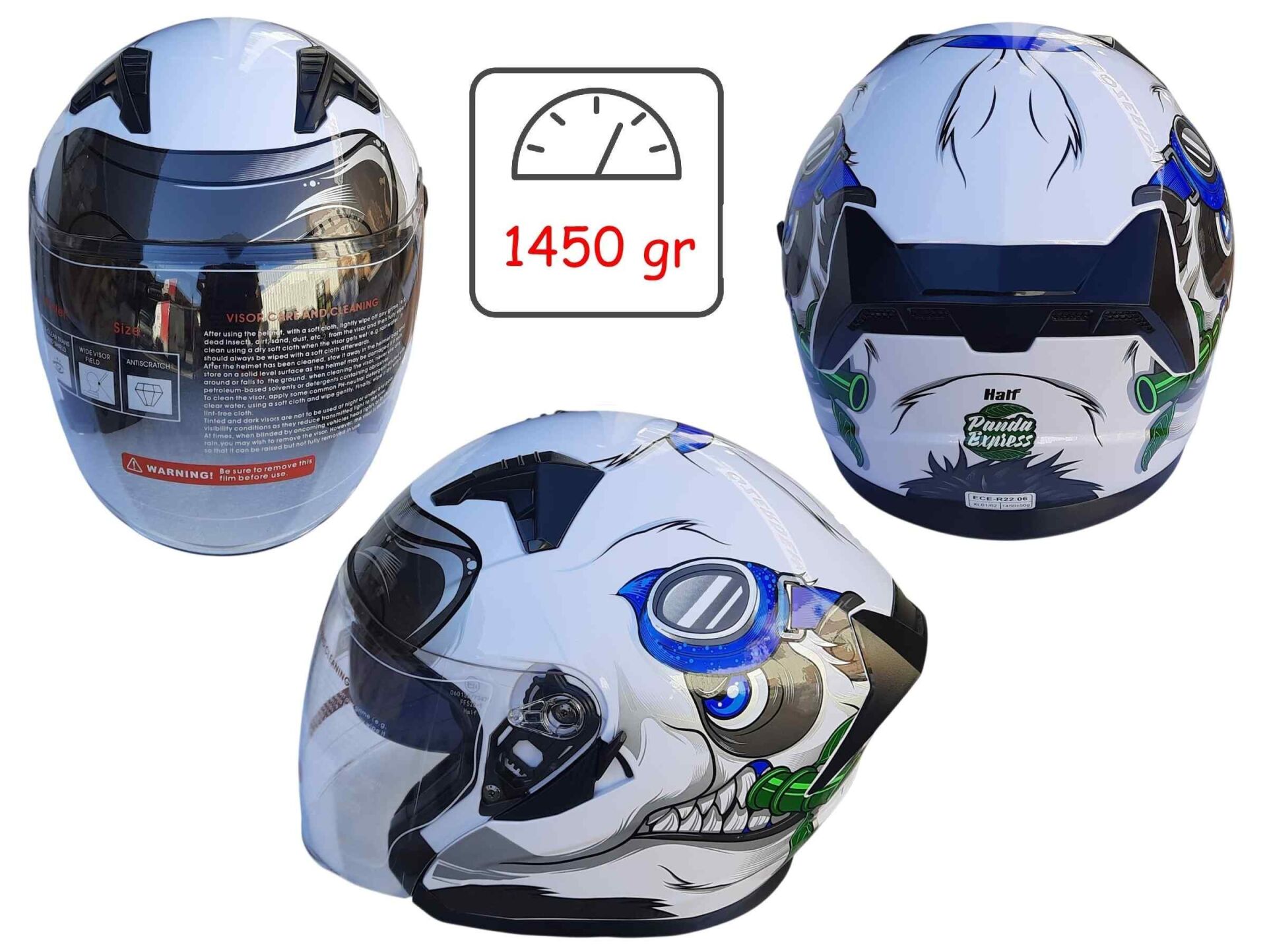 Kask Çenesiz Vizörlü Jk Beyaz A1 (Xl Beden)