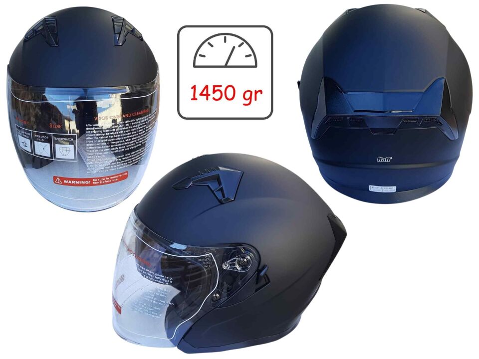 Kask Çenesiz Vizörlü Jk Mat Siyah (Xl Beden)