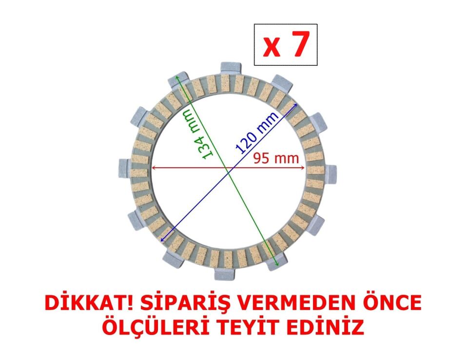 Cf Moto Nk250 Debriyaj Balatası 7 Li (2022 Öncesi) 12T 95-120-134 Mm