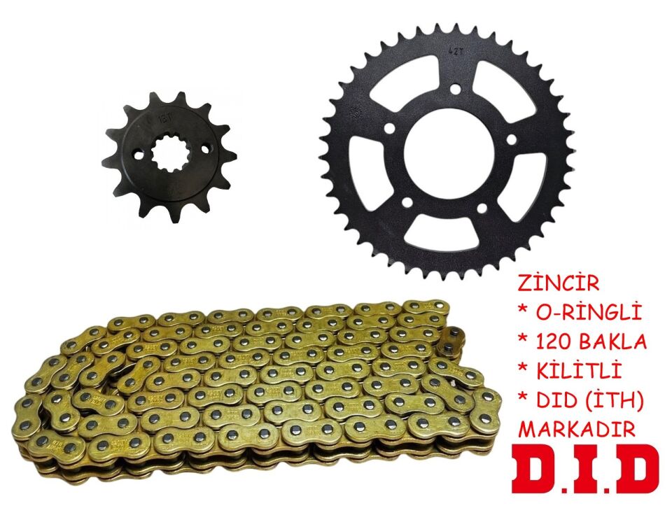 Cf Moto Nk-Sr250 Ön-Arka Dişli Zincir Set O-Ringli 42-13T 520Hv 120L (Dıd)