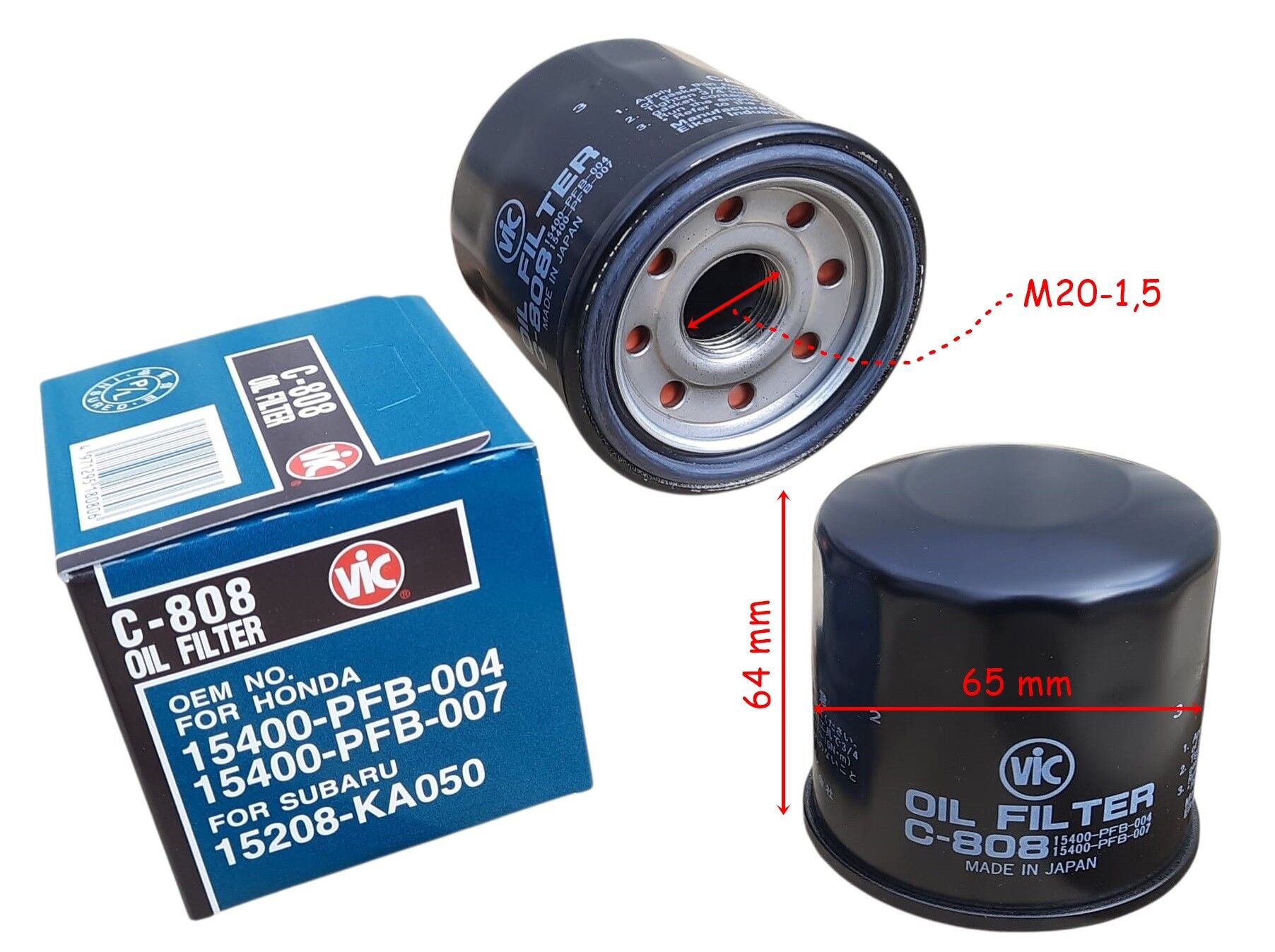 Yamaha Mt-25 R25 Mt-07 Mt-09 Yağ Filtresi Japon Vic Hf204 65-64-20 Mm