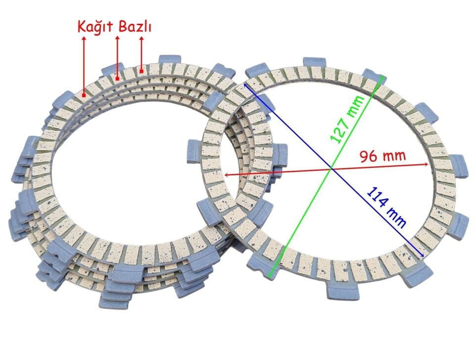 Rks Debriyaj Balatası (Kağıt) 5 Li 12 Tırnak 96-114-127 Mm Suzuki Gn125 150 Cf Nk 150 Benelli 125-S