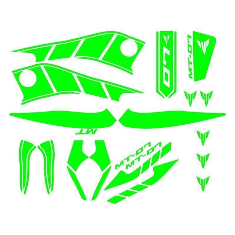Yamaha Mt07 2014 - 2017 Uyumlu Yeşil Sticker Set