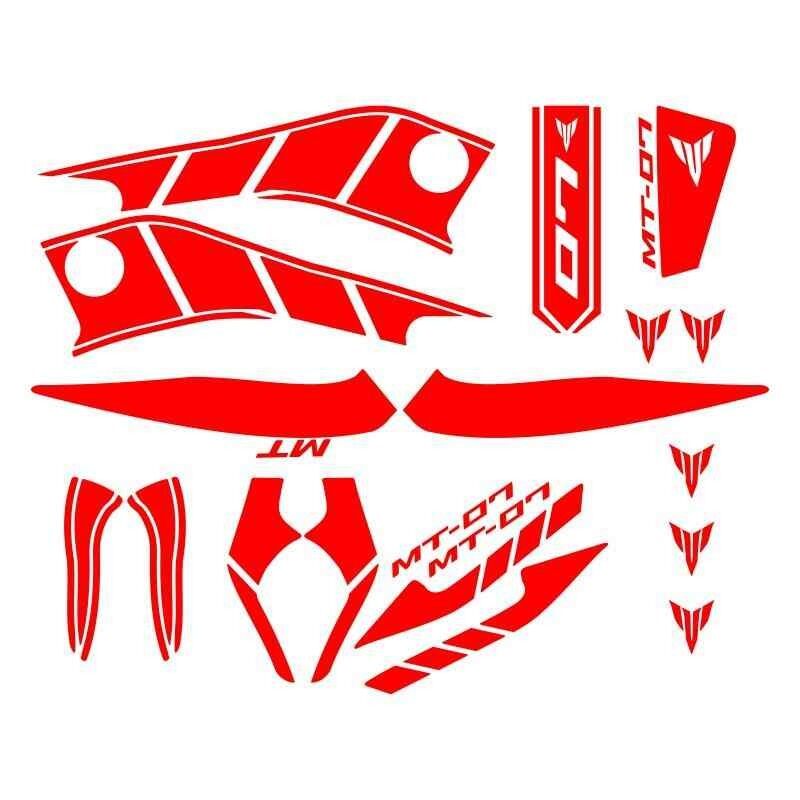 Yamaha Mt07 2014 - 2017 Uyumlu Kırmızı Sticker Set