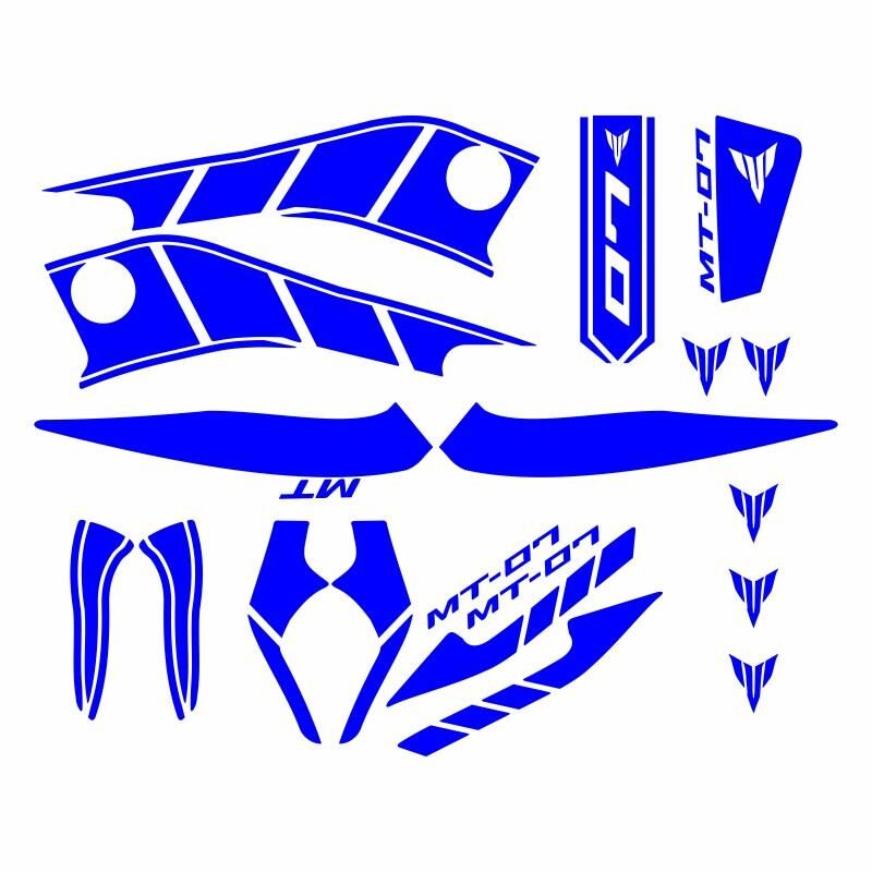 Yamaha Mt07 2014 - 2017 Uyumlu Mavi Sticker Set