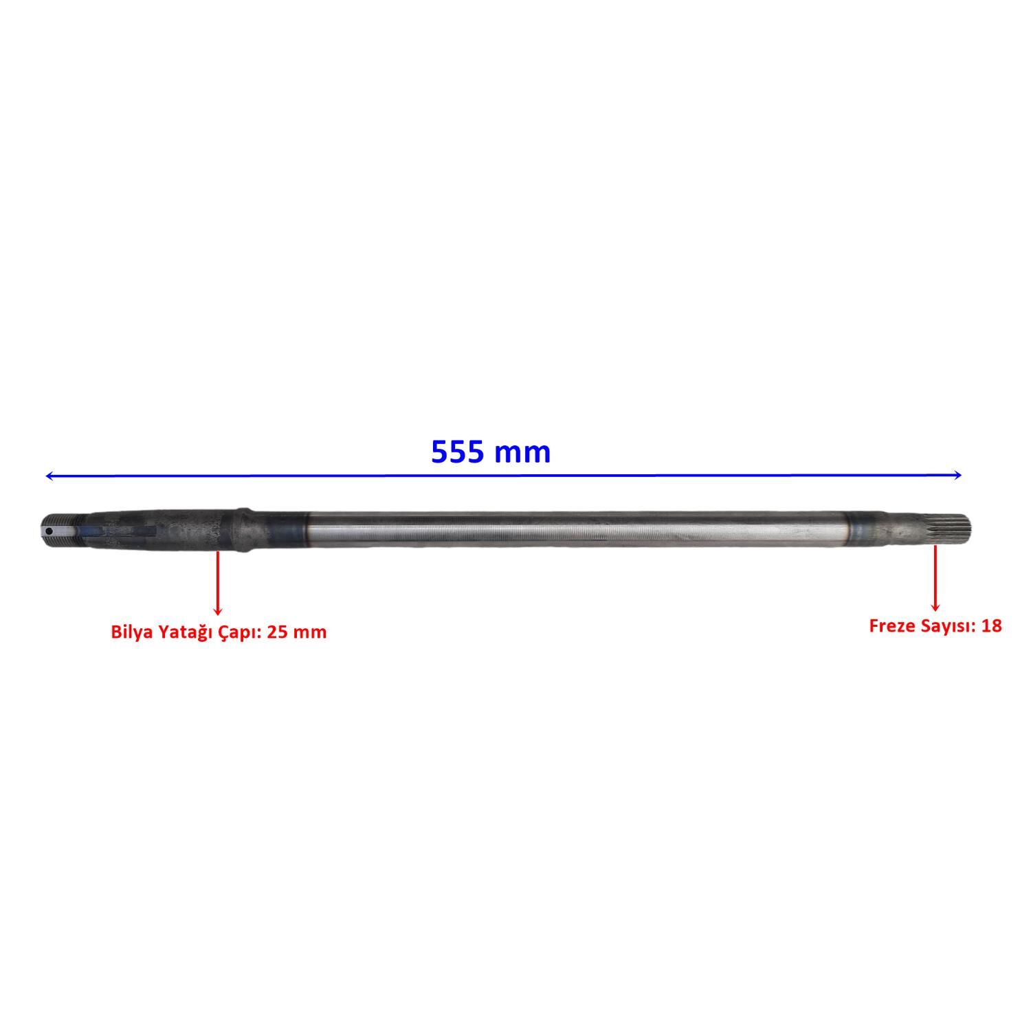 E-Yük Arabası Arka Aks 555 Mm Bilya Yatağı 25 Mm 18 Freze Öm