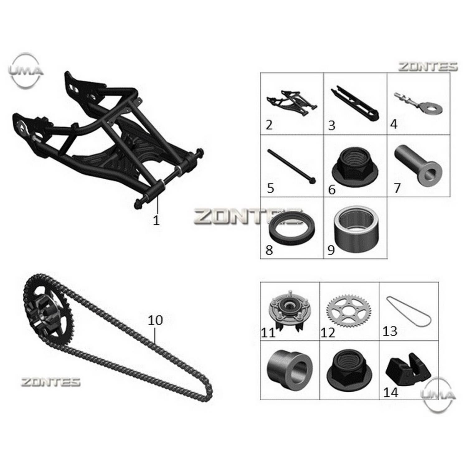 Zontes S250 Arka Salıncak Orj